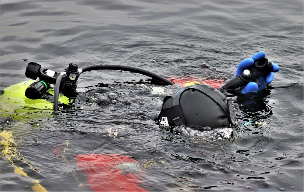 Fort McCoy Fire Department dive team conducts ice rescue training at frozen lake at Fort McCoy