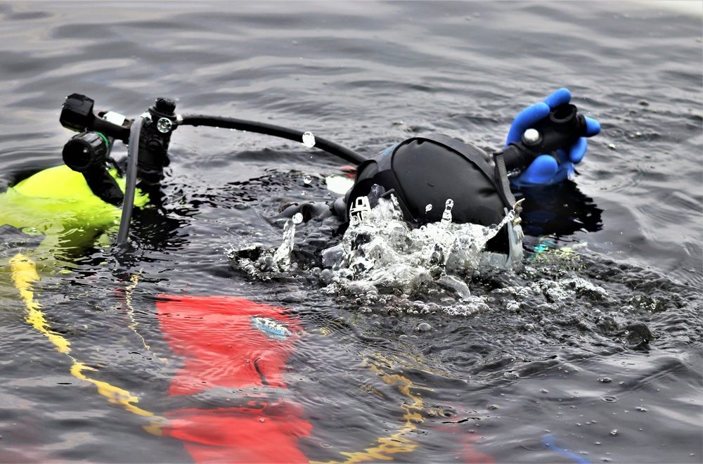 Fort McCoy Fire Department dive team conducts ice rescue training at frozen lake at Fort McCoy