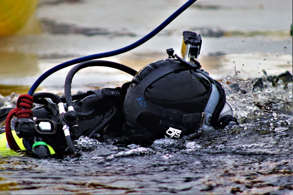 Fort McCoy Fire Department dive team conducts ice rescue training at frozen lake at Fort McCoy