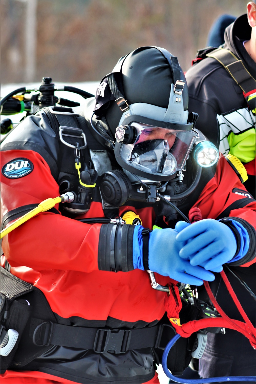 Fort McCoy Fire Department dive team conducts ice rescue training at frozen lake at Fort McCoy