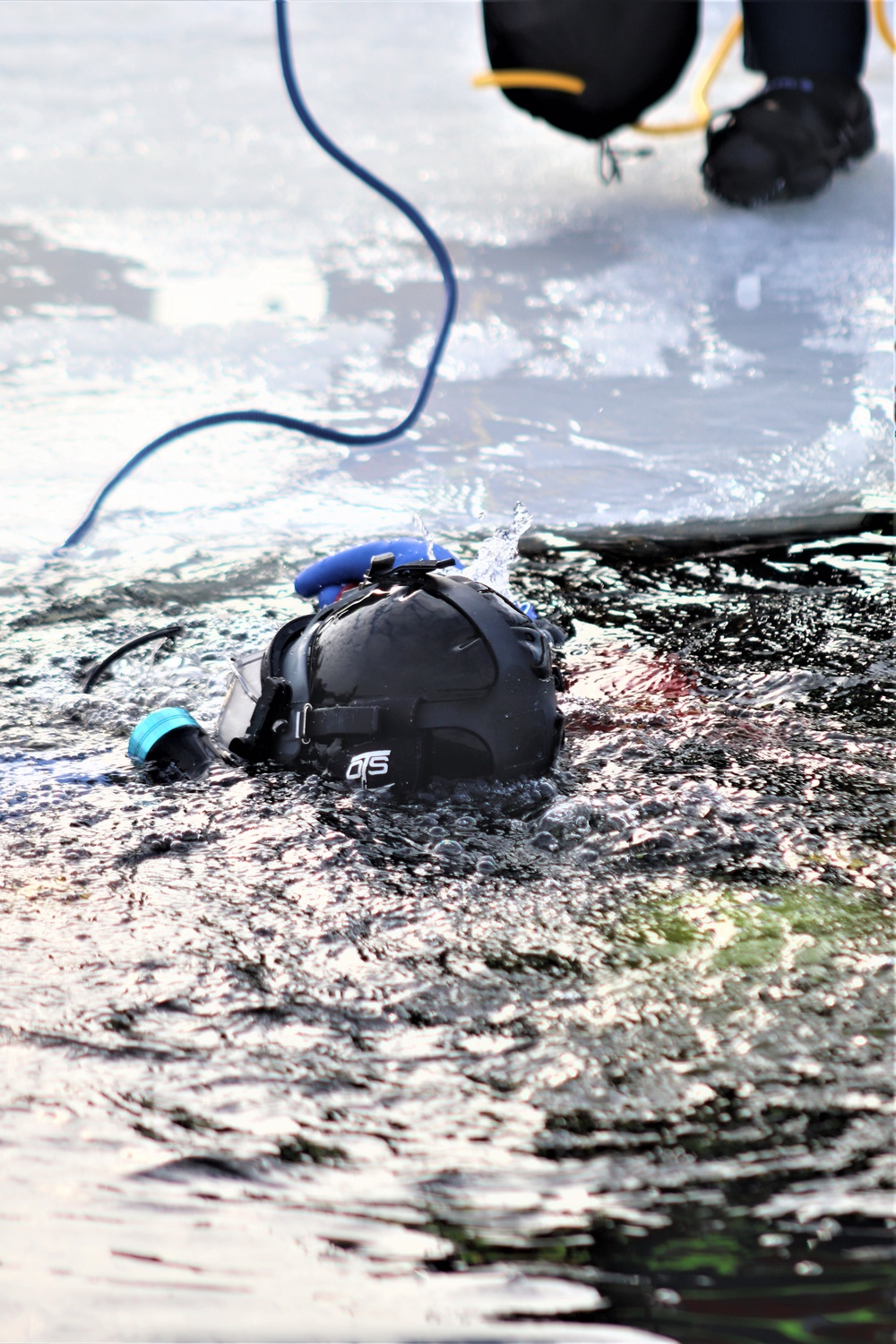 Fort McCoy Fire Department dive team conducts ice rescue training at frozen lake at Fort McCoy