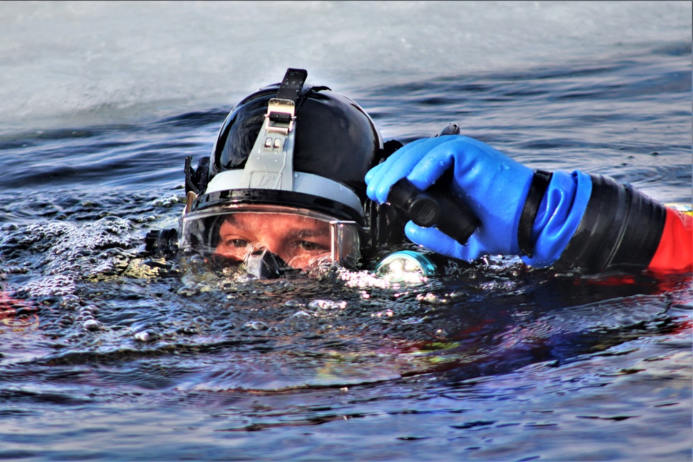 Fort McCoy Fire Department dive team conducts ice rescue training at frozen lake at Fort McCoy