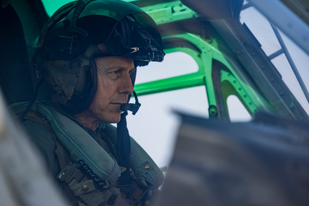 U.S. Marine Corps Brig. Gen. George Rowell flies a UH-1Y attached to HMLA-267