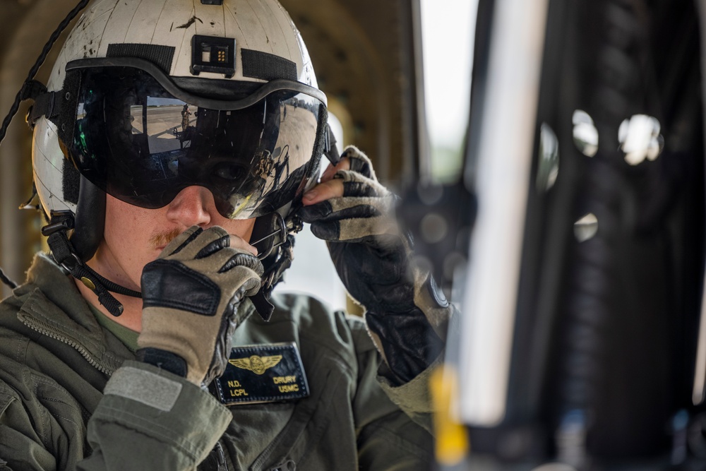 U.S. Marine Corps Brig. Gen. George Rowell flies a UH-1Y attached to HMLA-267