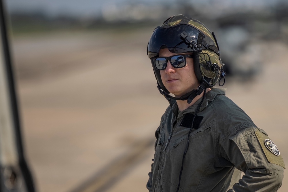 U.S. Marine Corps Brig. Gen. George Rowell flies a UH-1Y attached to HMLA-267