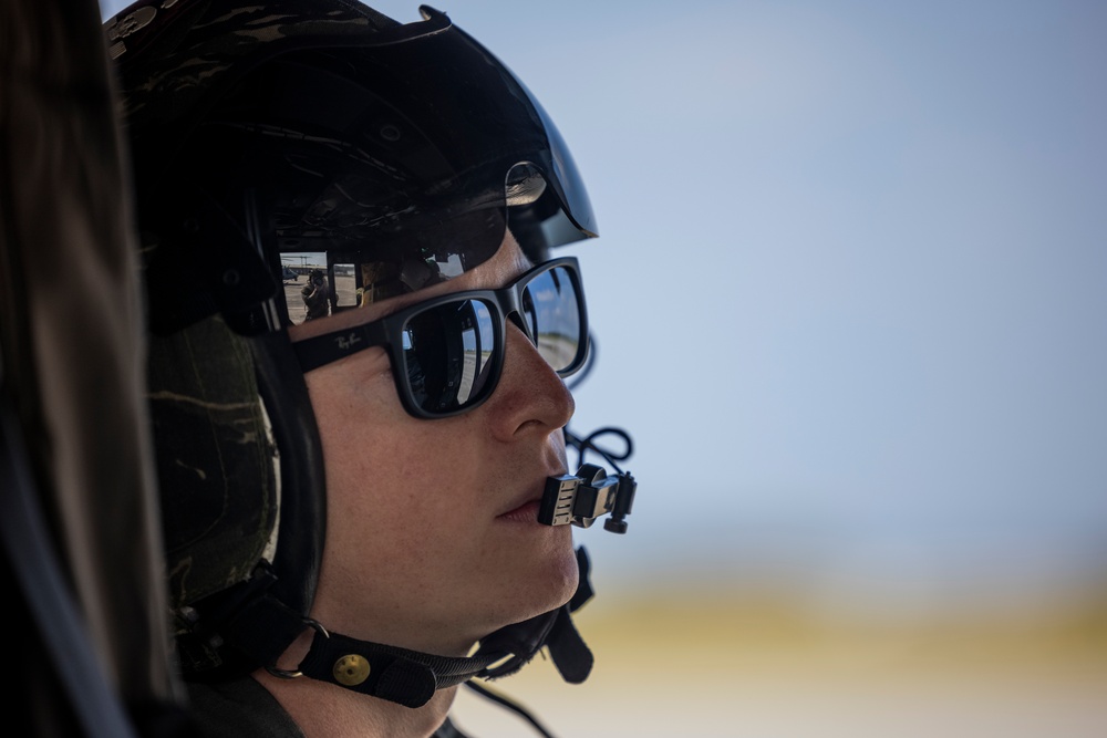 U.S. Marine Corps Brig. Gen. George Rowell flies a UH-1Y attached to HMLA-267