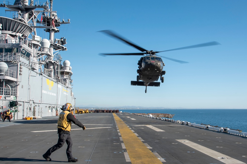 USS Tripoli Conducts Flight Ops with HSC-23 and 16th Combat Aviation Brigade