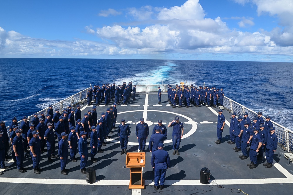 USCGC Stone’s crew holds all hands meeting