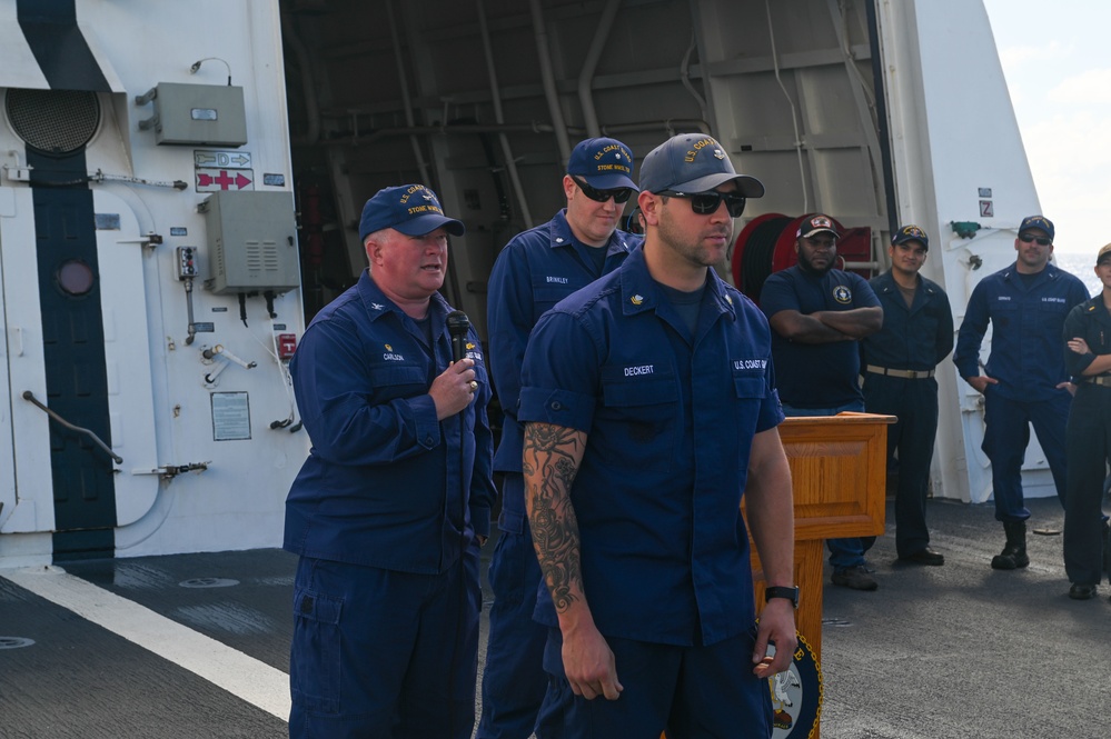 USCGC Stone’s crew holds all hands meeting