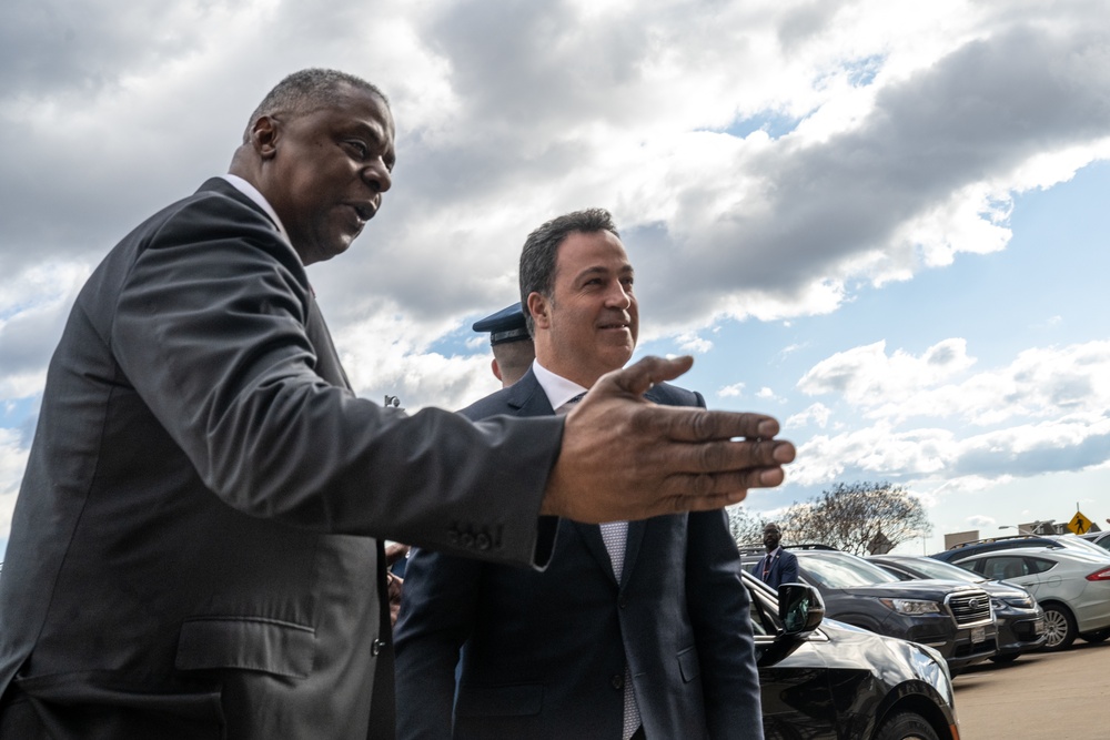 Secretary Austin hosts Albanian Defense Minister Niko Peleshi