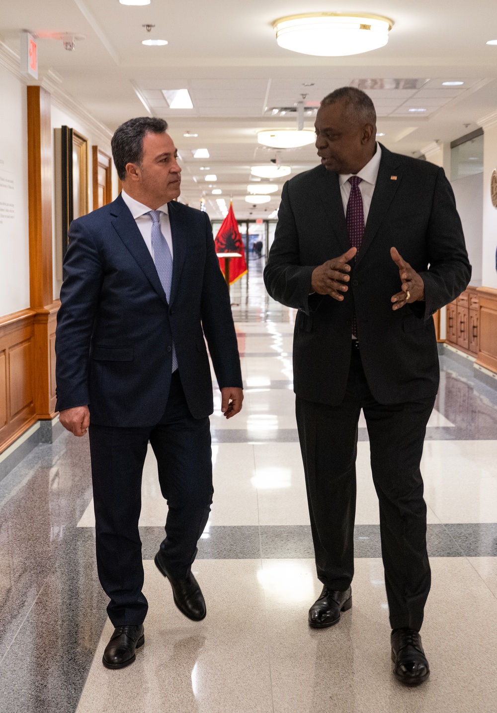 Secretary Austin hosts Albanian Defense Minister Niko Peleshi