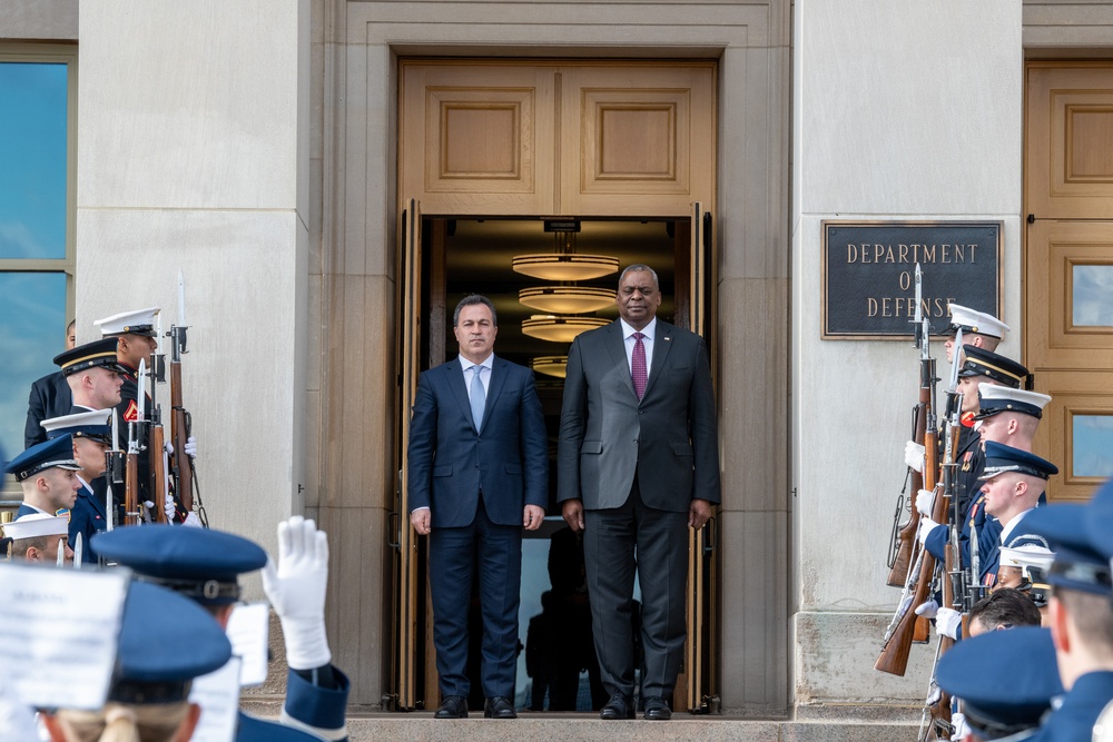 Secretary Austin hosts Albanian Defense Minister Niko Peleshi