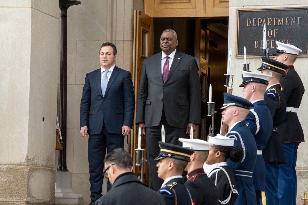 Secretary Austin hosts Albanian Defense Minister Niko Peleshi