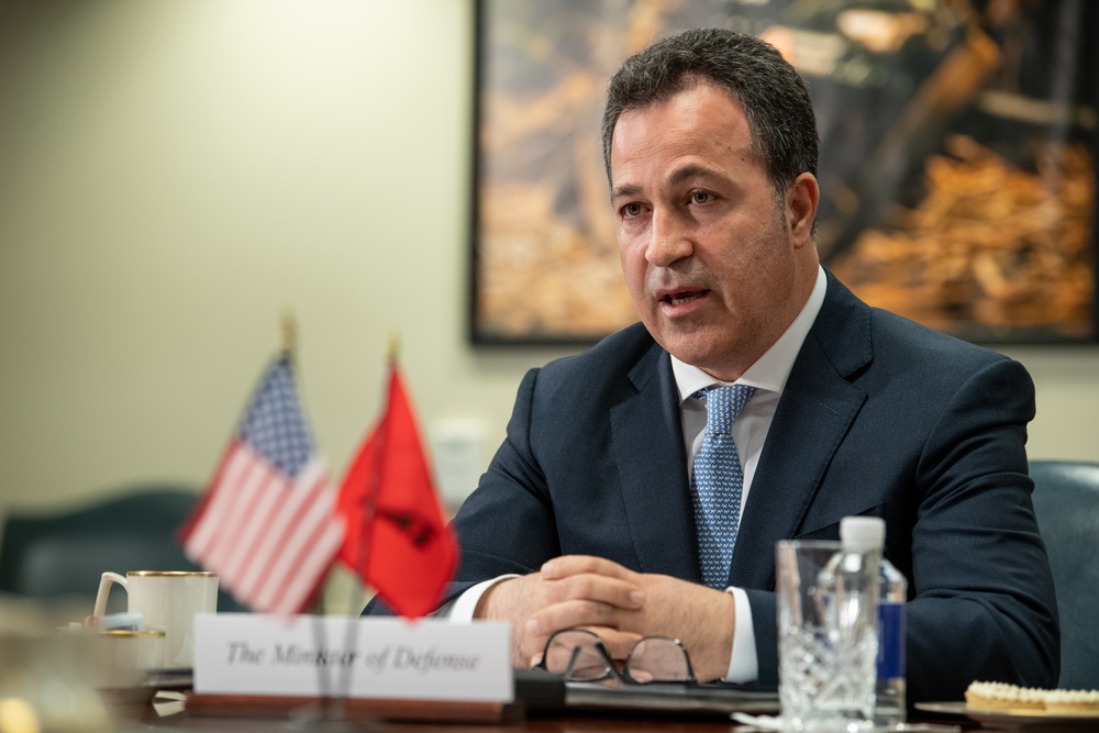 Secretary Austin hosts Albanian Defense Minister Niko Peleshi