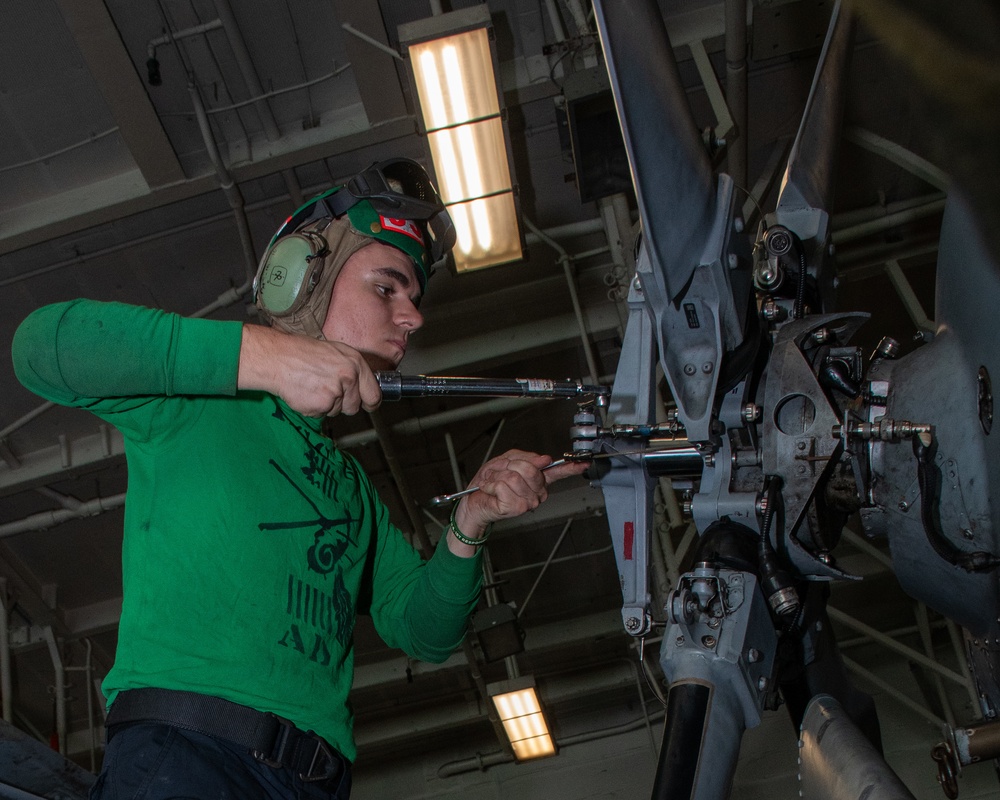 Sailor Reassembles Helicopter Tail Rotor