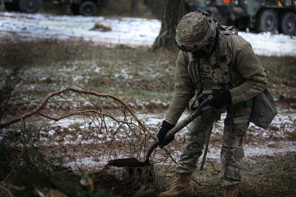 Dragoon Digging a Foxhole