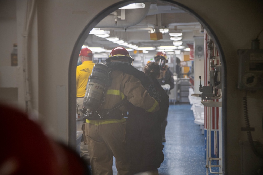 USS America (LHA 6) Conducts Casualty Drill