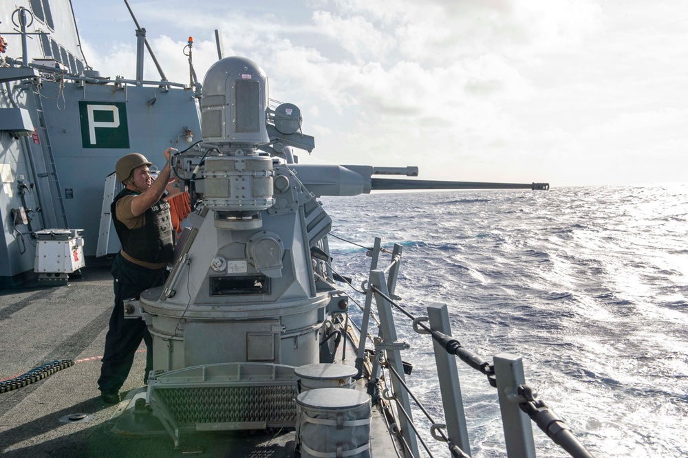 Paul Hamilton Sailor Readies MK 38 Machine Gun