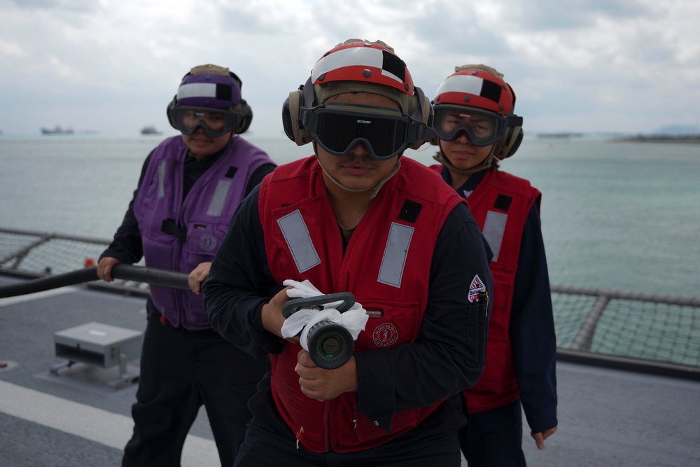 Shipboard Firefighting Drill Aboard USS Oakland