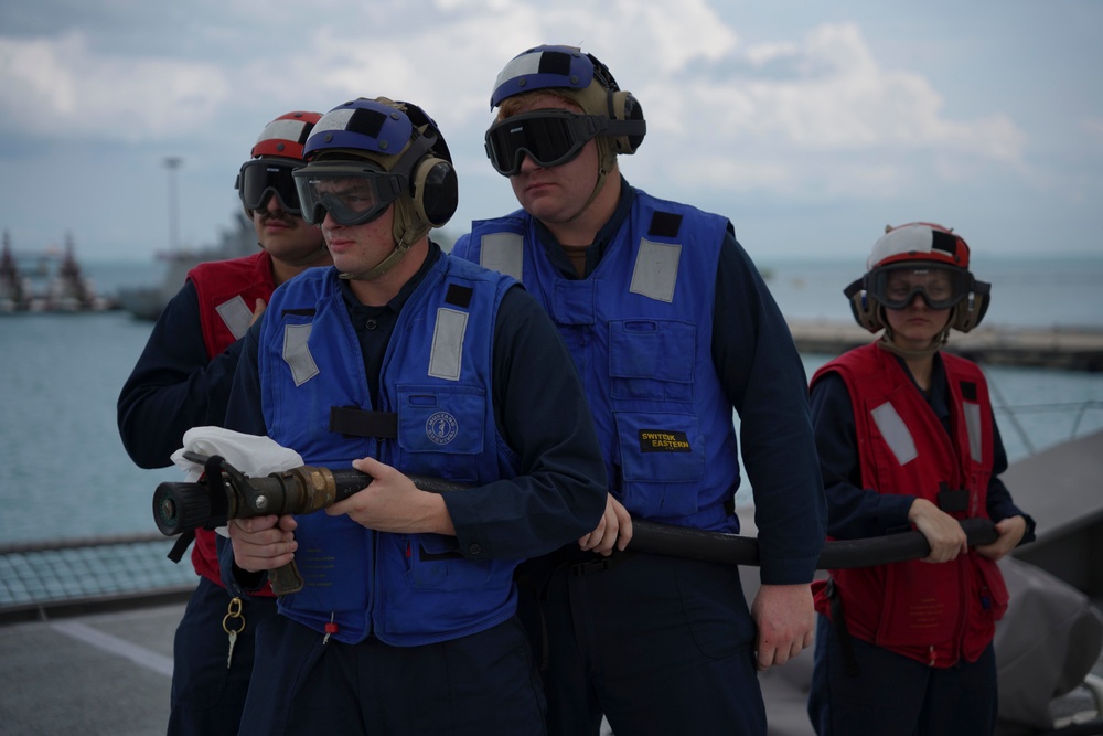 Shipboard Firefighting Drill Aboard USS Oakland