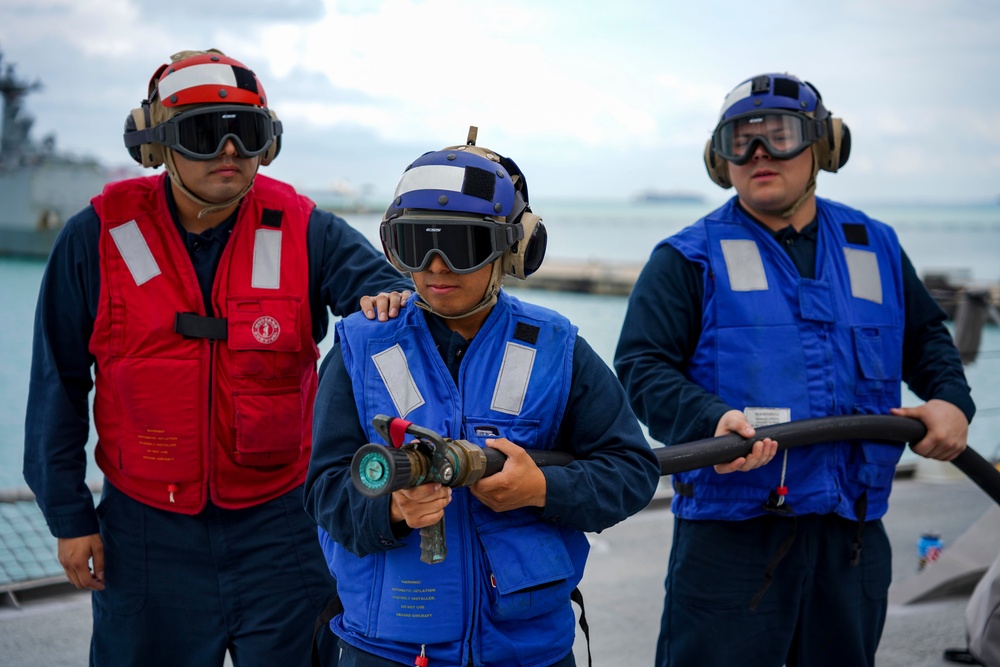 Shipboard Firefighting Drill Aboard USS Oakland