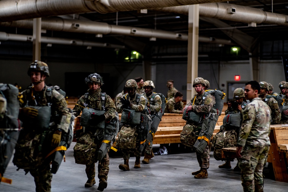 Paratroopers Board C-17 during Operation Falcon Blitz