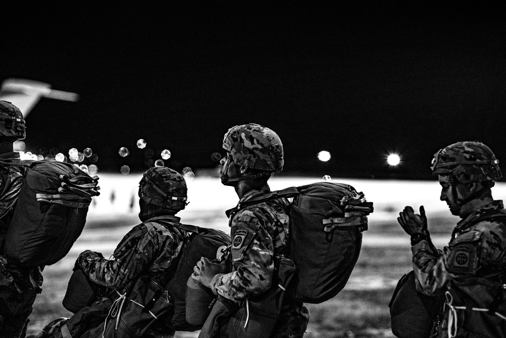 Paratroopers Board C-17 during Operation Falcon Blitz