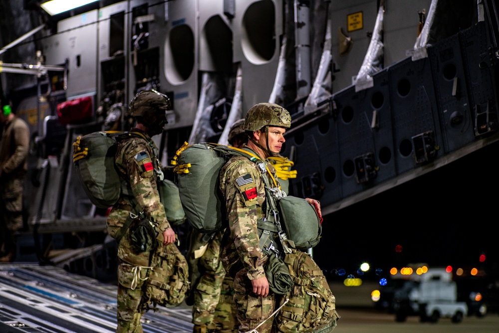 Paratroopers Board C-17 during Operation Falcon Blitz