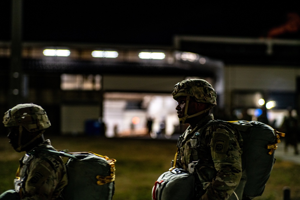 Paratroopers Board C-17 during Operation Falcon Blitz