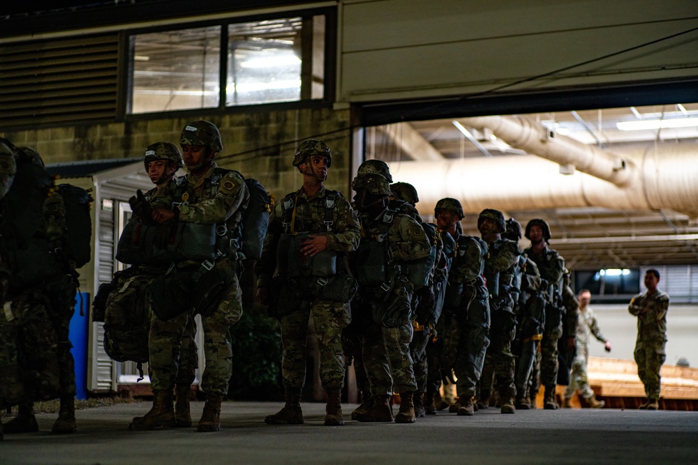 Paratroopers Board C-17 during Operation Falcon Blitz