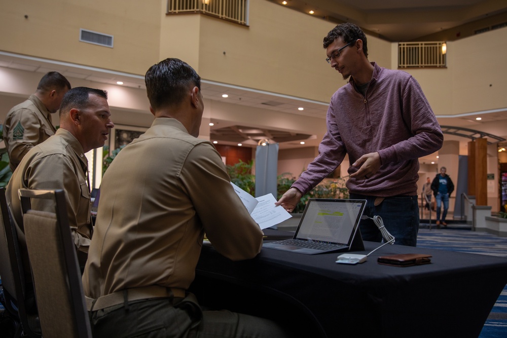 Individual Ready Reserve Marines attend an IRR Muster in Tampa, Florida