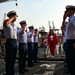 USCGC Spencer (WMEC 905) welcomes Elizabeth Fitzsimmons and Vice Adm. Thomas E. Ishee