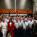 USCGC Spencer (WMEC 905) welcomes Elizabeth Fitzsimmons and Vice Adm. Thomas E. Ishee