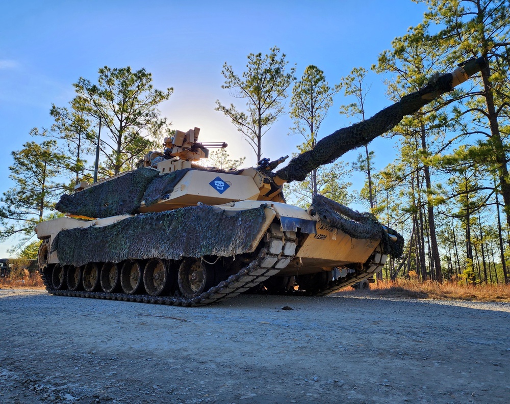 Tanks from the 1st Battalion, 37th Armored Regiment train at the Joint Readiness Training Center