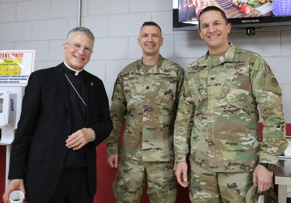 Roman Catholic Archbishop Timothy P. Broglio visits Camp Arifjan, Kuwait, Feb. 2023