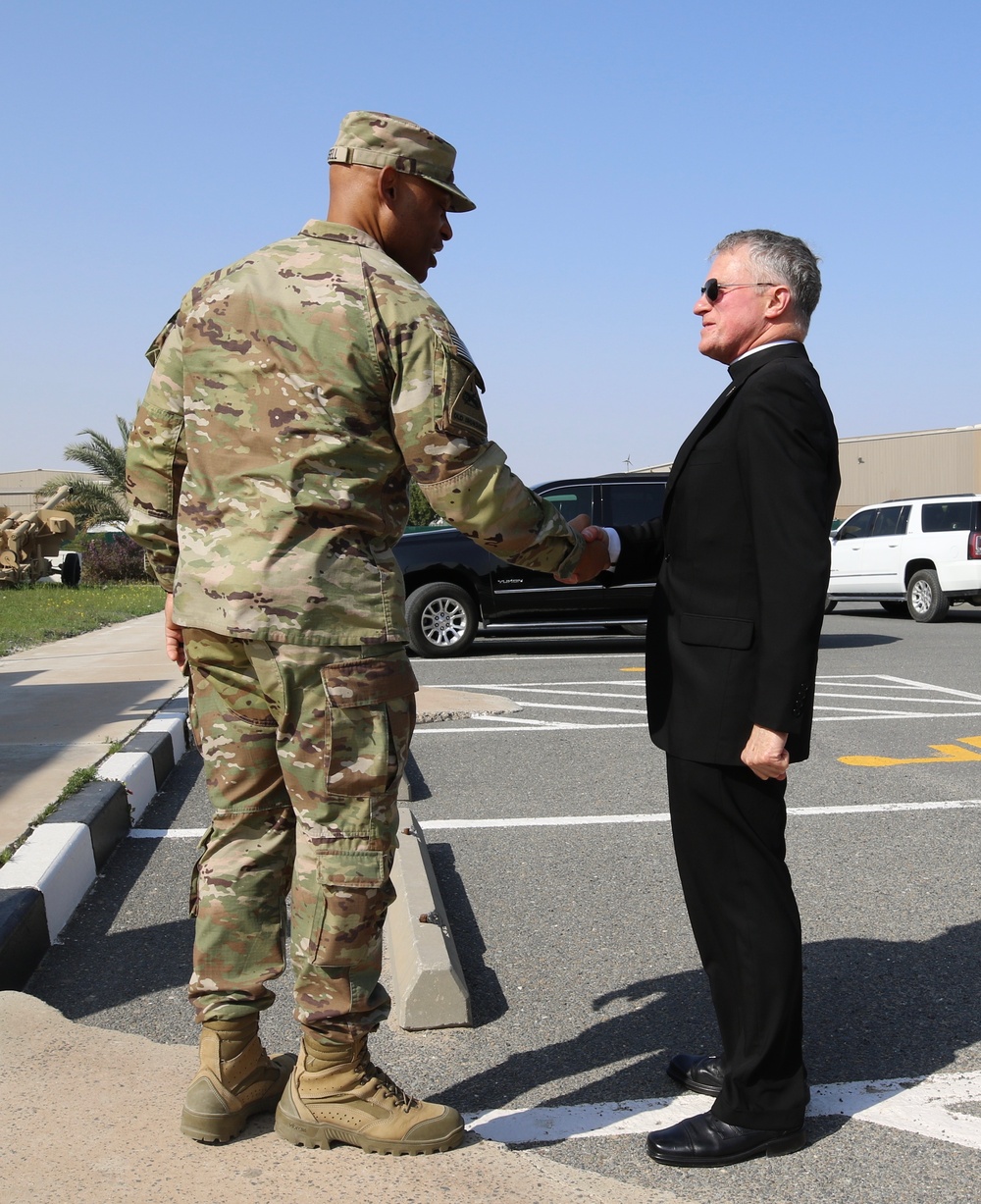 Roman Catholic Archbishop Timothy P. Broglio visits Camp Arifjan, Kuwait, Feb. 2023