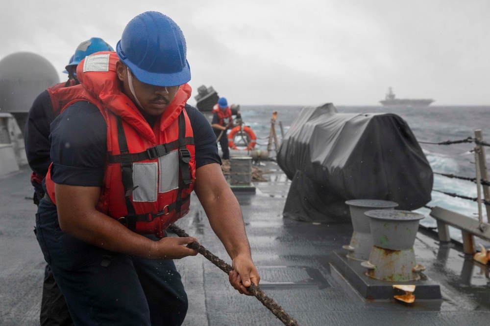 Decatur Replenishment at Sea with USNS Big Horn