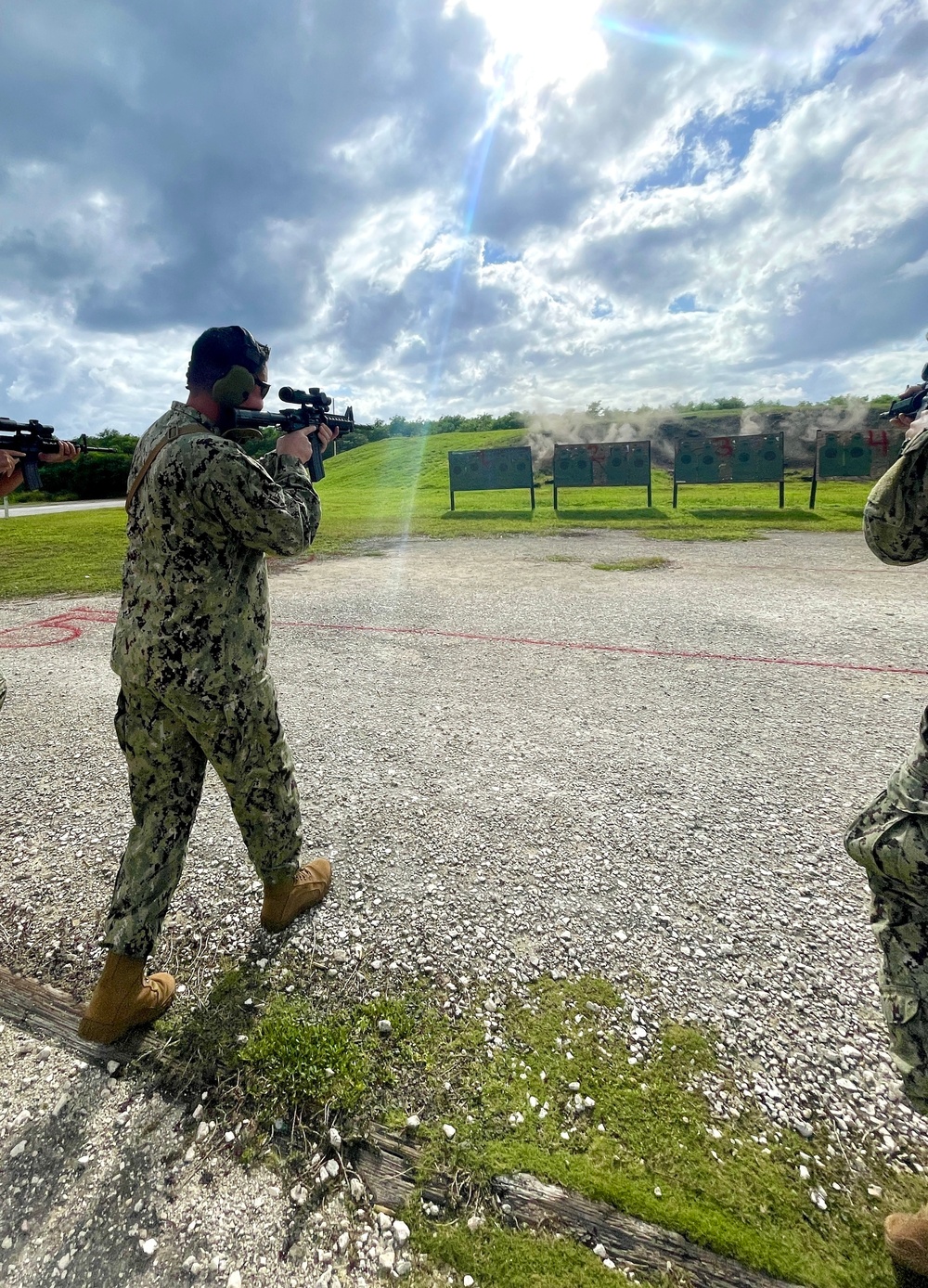 Maritime Expeditionary Security Group (MESG) 1 Detachment Guam’s Embarked Security Team (EST) conducts live fire training