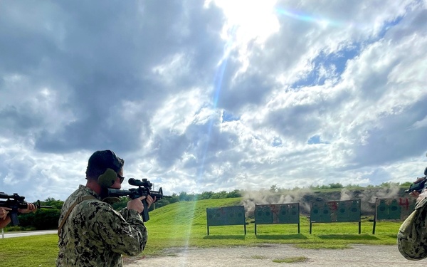 Maritime Expeditionary Security Group (MESG) 1 Detachment Guam’s Embarked Security Team (EST) conducts live fire training