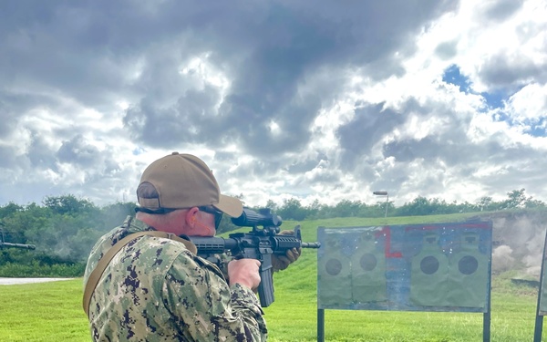 Maritime Expeditionary Security Group (MESG) 1 Detachment Guam’s Embarked Security Team (EST) conducts live fire training