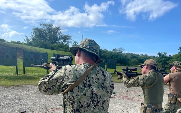 Maritime Expeditionary Security Group (MESG) 1 Detachment Guam’s Embarked Security Team (EST) conducts live fire training