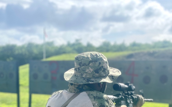 Maritime Expeditionary Security Group (MESG) 1 Detachment Guam’s Embarked Security Team (EST) conducts live fire training