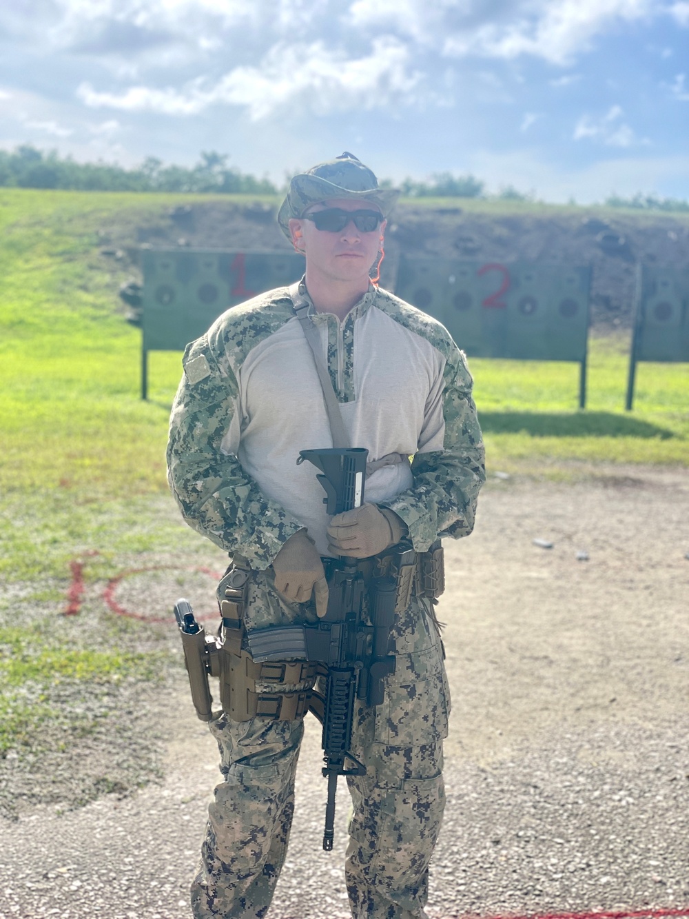 Maritime Expeditionary Security Group (MESG) 1 Detachment Guam’s Embarked Security Team (EST) conducts live fire training