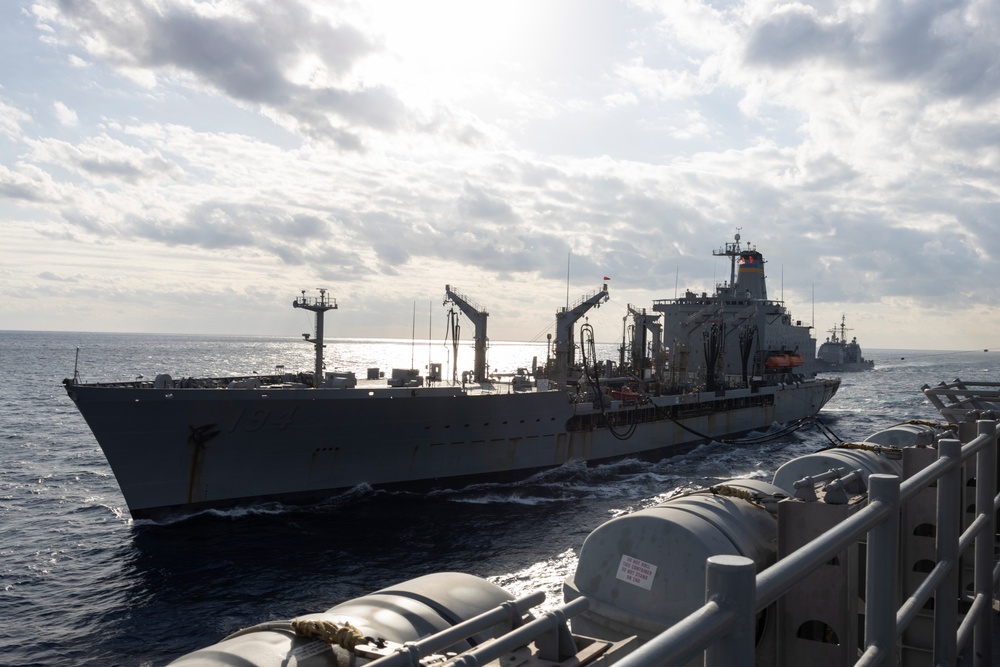 USS America Conducts A Replenishment At Sea