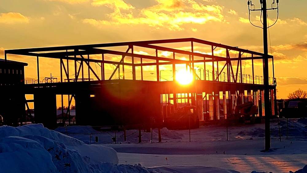 Sun sets on another day of brigade headquarters construction at Fort McCoy