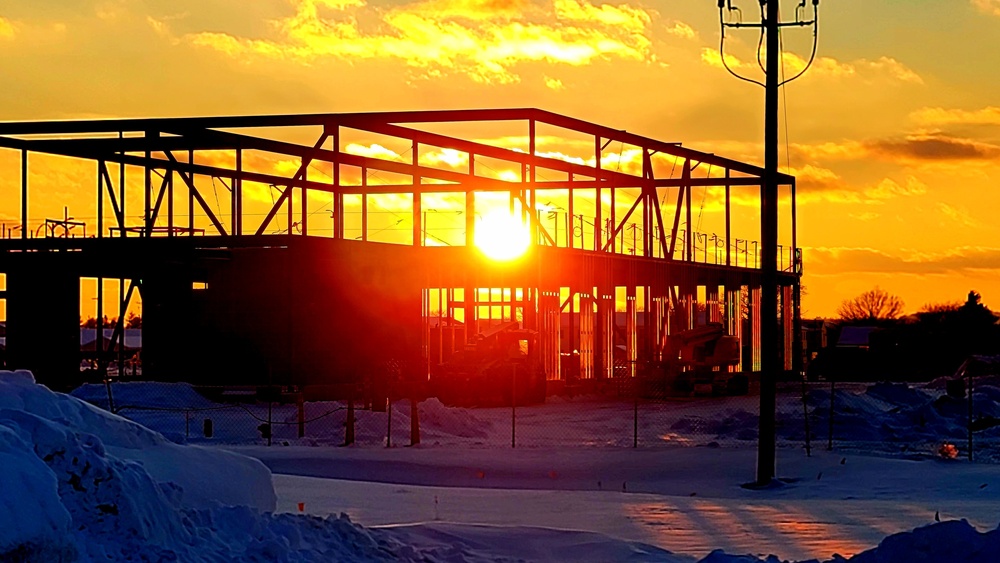 Sun sets on another day of brigade headquarters construction at Fort McCoy