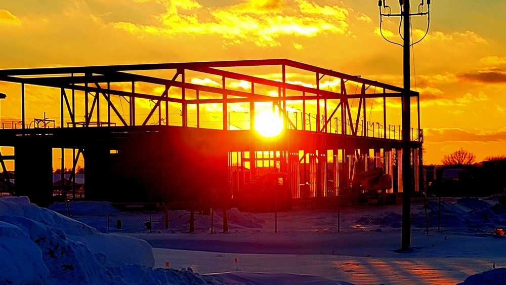 Sun sets on another day of brigade headquarters construction at Fort McCoy