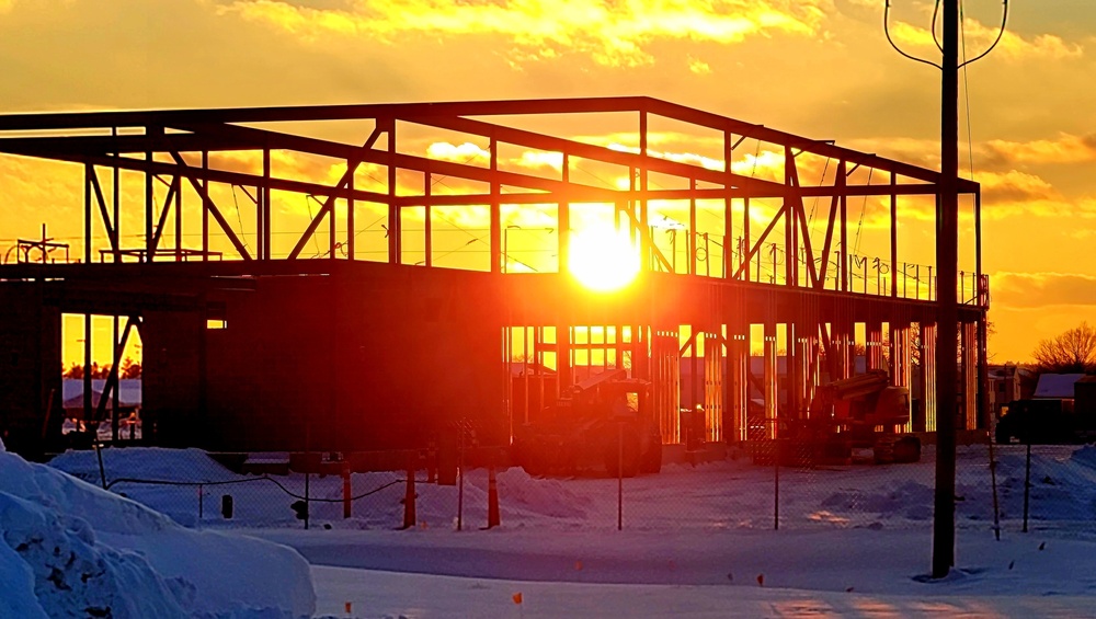 Sun sets on another day of brigade headquarters construction at Fort McCoy