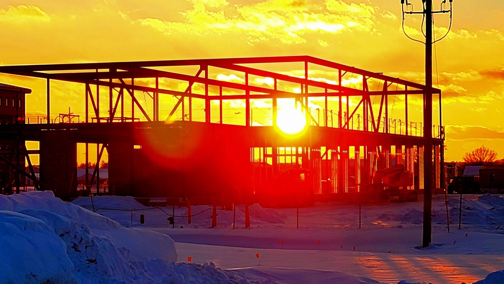 Sun sets on another day of brigade headquarters construction at Fort McCoy