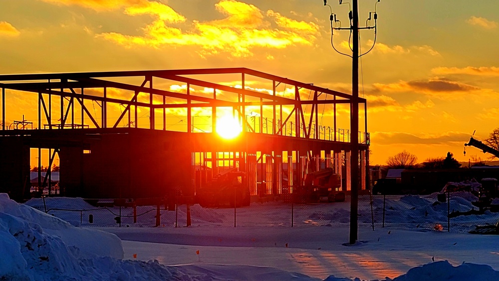 Sun sets on another day of brigade headquarters construction at Fort McCoy